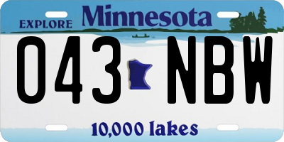 MN license plate 043NBW