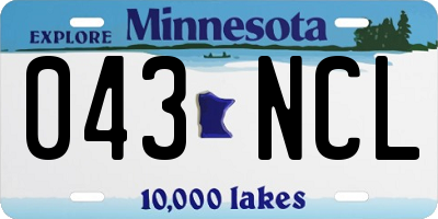 MN license plate 043NCL