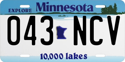 MN license plate 043NCV