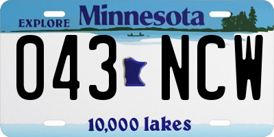 MN license plate 043NCW