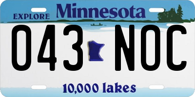 MN license plate 043NOC