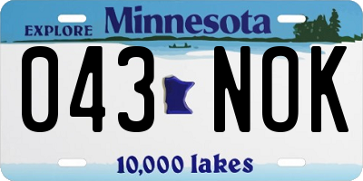 MN license plate 043NOK