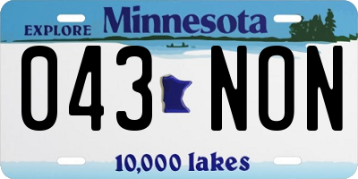 MN license plate 043NON