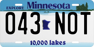 MN license plate 043NOT