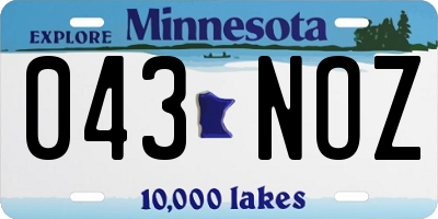 MN license plate 043NOZ