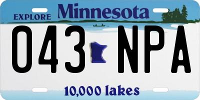 MN license plate 043NPA