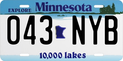 MN license plate 043NYB