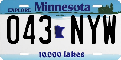MN license plate 043NYW
