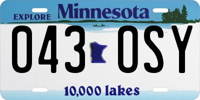 MN license plate 043OSY