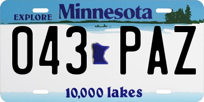 MN license plate 043PAZ