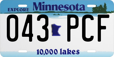 MN license plate 043PCF