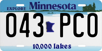 MN license plate 043PCO