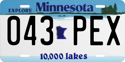 MN license plate 043PEX
