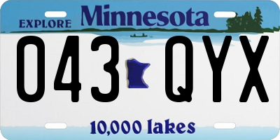 MN license plate 043QYX
