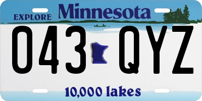 MN license plate 043QYZ