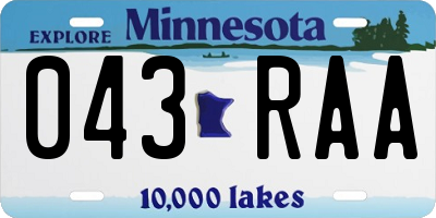 MN license plate 043RAA