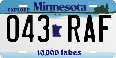 MN license plate 043RAF