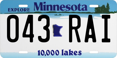 MN license plate 043RAI