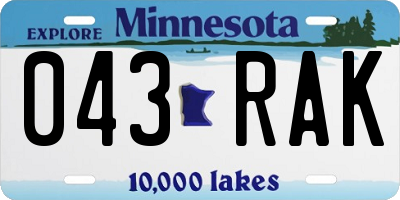 MN license plate 043RAK