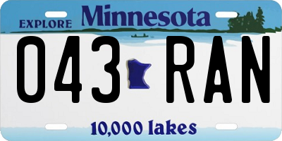 MN license plate 043RAN