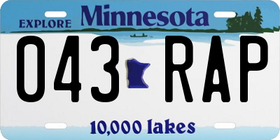 MN license plate 043RAP