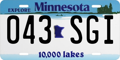 MN license plate 043SGI