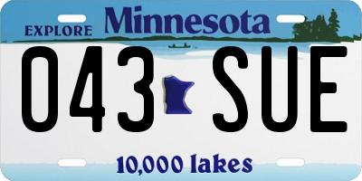 MN license plate 043SUE