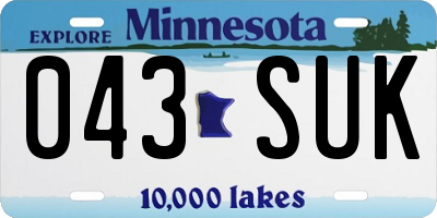 MN license plate 043SUK