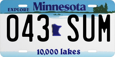 MN license plate 043SUM