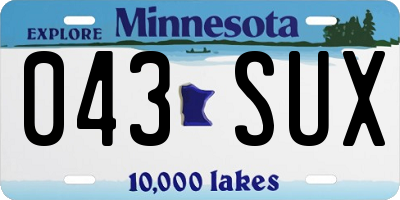 MN license plate 043SUX