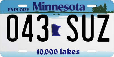 MN license plate 043SUZ