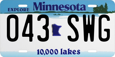 MN license plate 043SWG