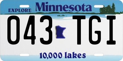 MN license plate 043TGI