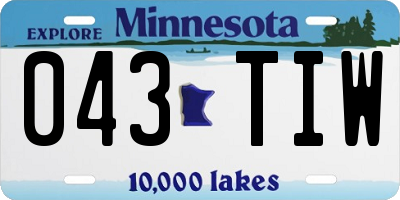 MN license plate 043TIW