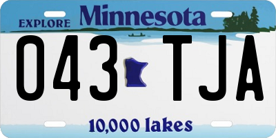 MN license plate 043TJA