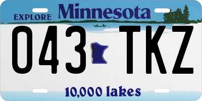 MN license plate 043TKZ