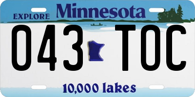 MN license plate 043TOC
