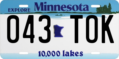 MN license plate 043TOK