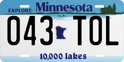 MN license plate 043TOL
