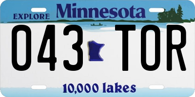 MN license plate 043TOR