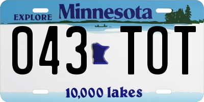 MN license plate 043TOT