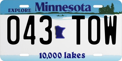 MN license plate 043TOW