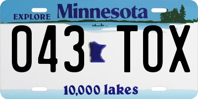 MN license plate 043TOX