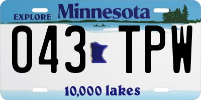 MN license plate 043TPW