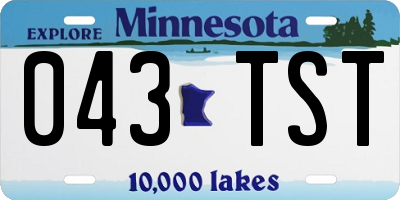 MN license plate 043TST