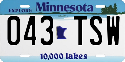 MN license plate 043TSW