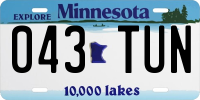 MN license plate 043TUN