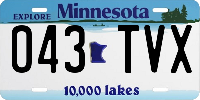 MN license plate 043TVX