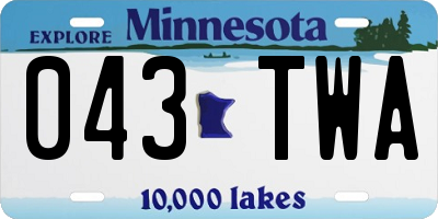 MN license plate 043TWA