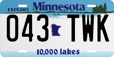MN license plate 043TWK